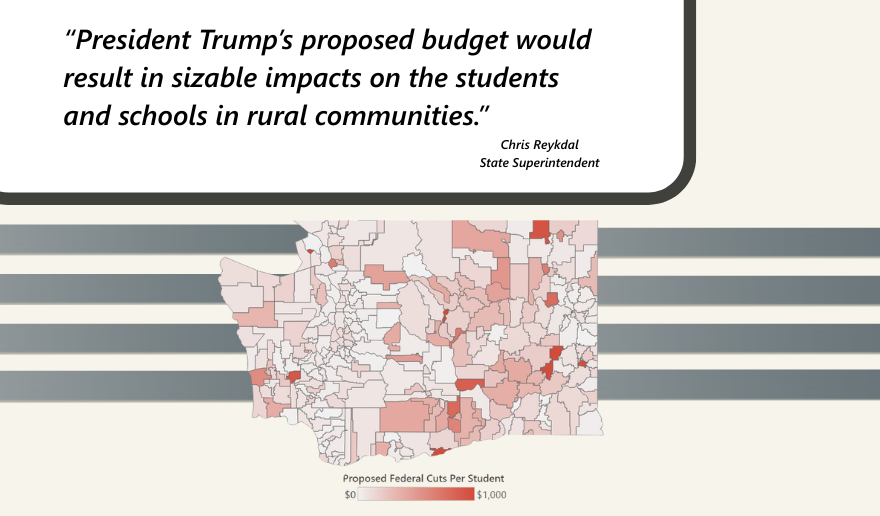 map showing funding cuts to K-12 education