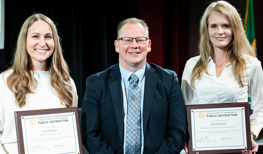 Kori Cannon, Superintendent Reykdal, and Dana Wilson 