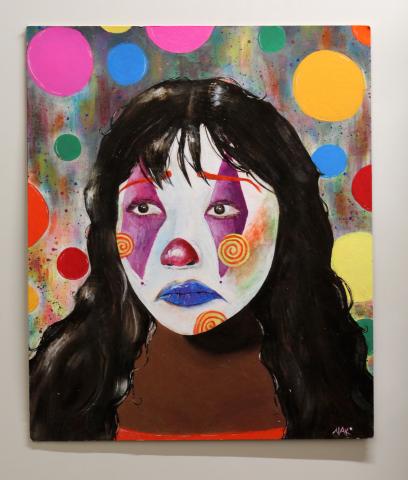 In this picture you see, a self portrait of me as depicted as a clown.