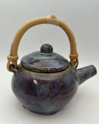Japanese style tea pot with bamboo handle And various colors, green, blues and purples