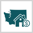 Washington state with house and dollar sign icons