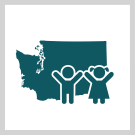 Outline of Washington state with student icons