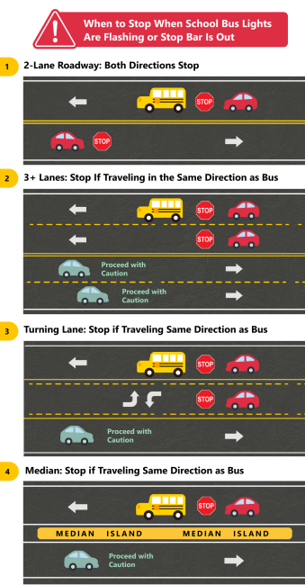 Illustrations of school bus safety