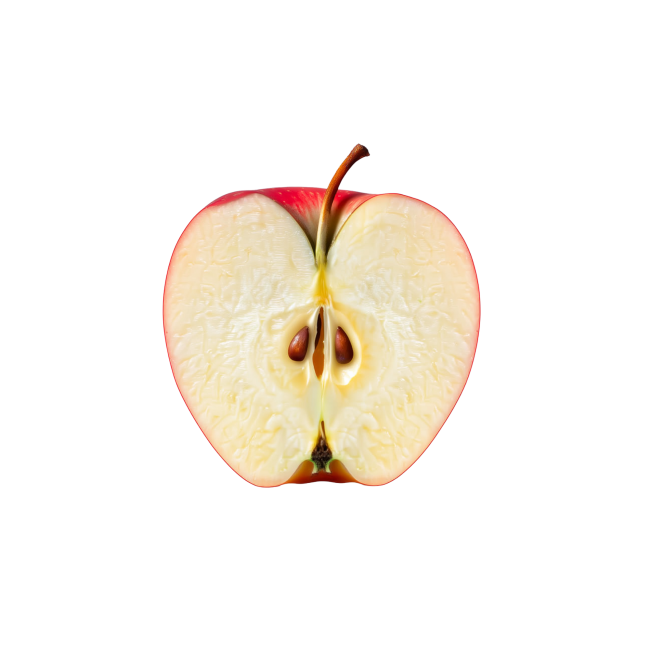 red apple sliced in half