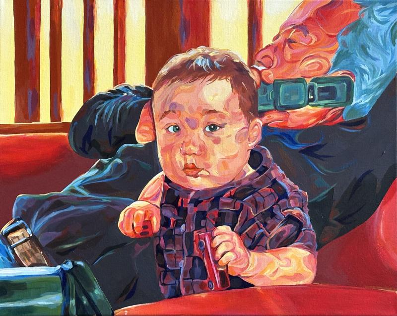 Warm portrait of a young child in his childhood home.