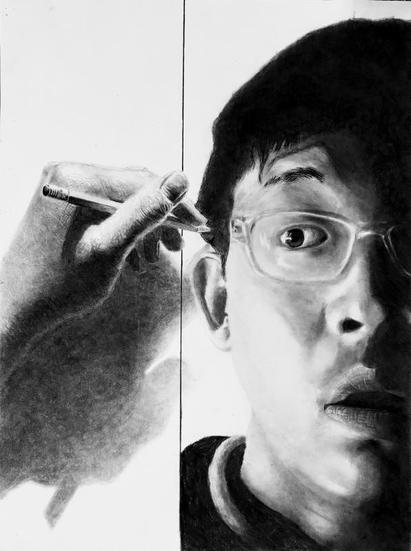"Reanimated" shows a hand bringing life to a portrait. This symbolizes how all humans have a passion that invigorates us with life, and gives meaning in an often mundane life.