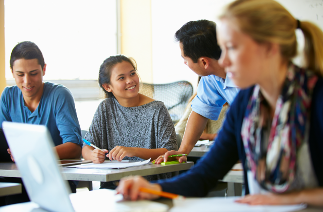 High school students in class