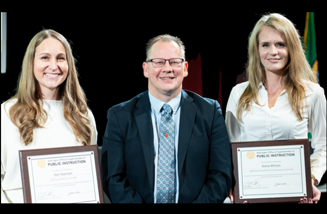 Kori Cannon, Superintendent Reykdal, and Dana Wilson 